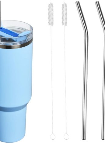 Stainless Steel Straw Replacement for   H2.0 Tumbler , 4pcs Reusable Metal Straws with 2 Cleaning Brush Compatible with   Cup Tumbler|-Free
