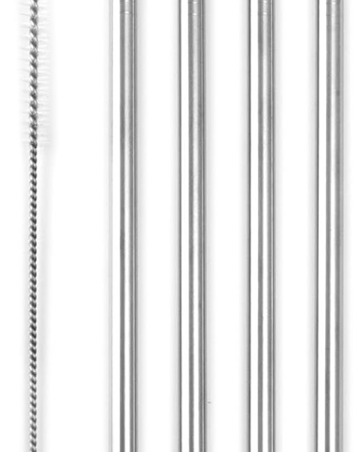 Stainless Steel Straws with Cleaning Brush | Non-Toxic | Environmentally Friendly | Great for Smoothies, Cocktails (Four 8.5" Straight Straws)